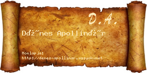 Dénes Apollinár névjegykártya